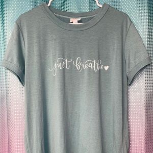 NWOT Lularoe L blue just breathe Liv tee shirt